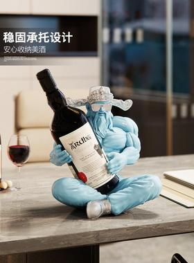 肌财神爷红酒架摆件客an238301柜厅品玄关餐边柜酒肉酒托装饰乔迁