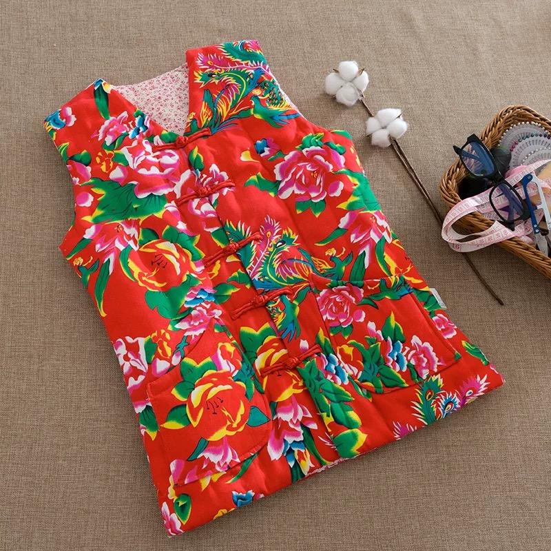 东北大花布棉马甲加厚保暖棉衣