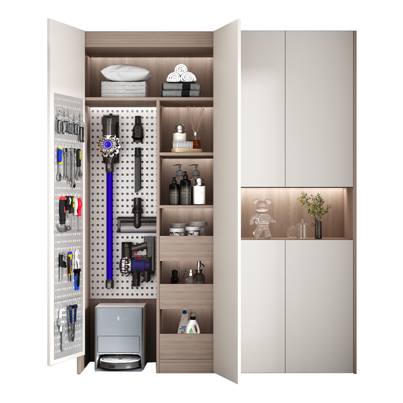 速发家政柜实木阳台柜洞s洞板收纳柜多功能收纳柜吸尘器防尘清洁