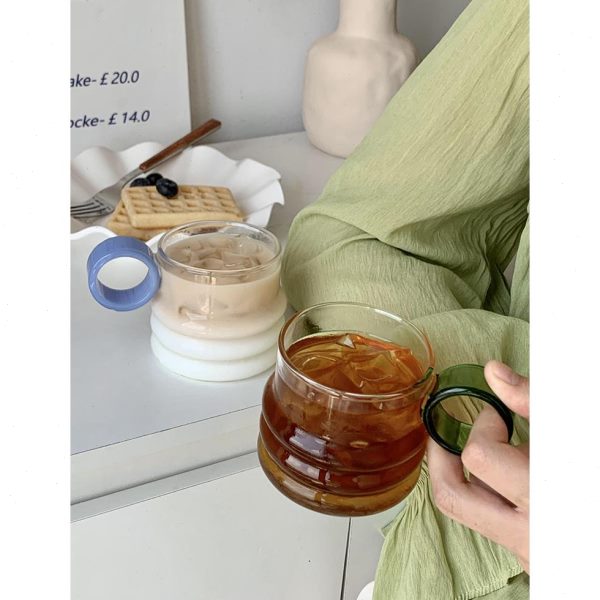 杯耐高温家用小众喝水杯子带把玻璃杯ins风设计师款美式拿铁咖啡