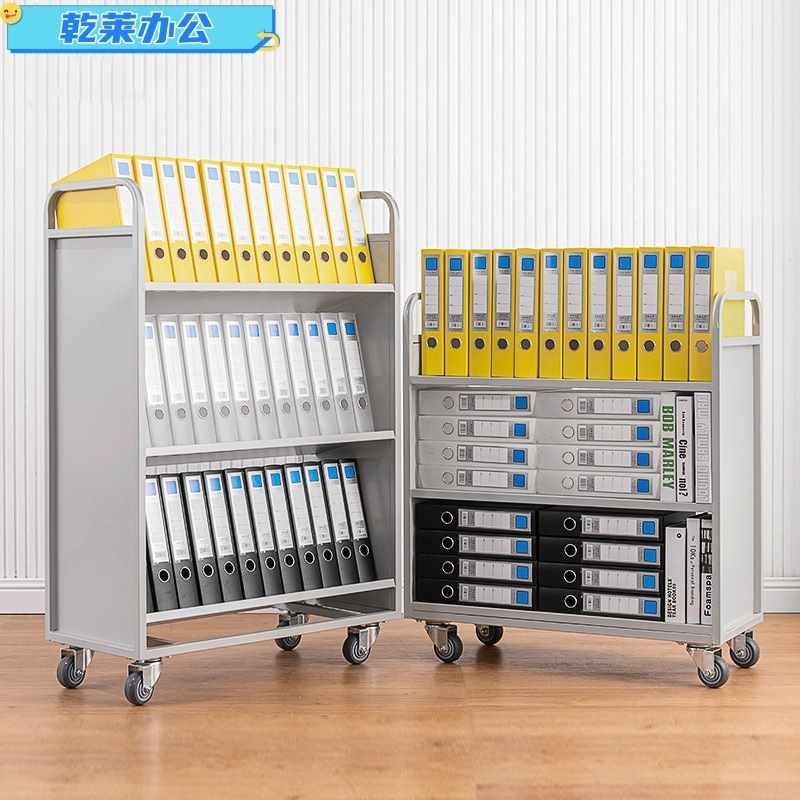 图书馆钢制书车静音小推车两w步三步书梯资料档案室二层三抽手推