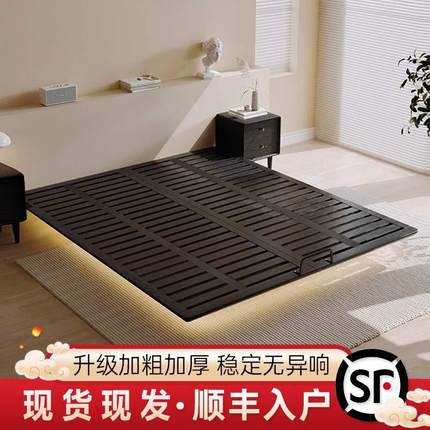 无床头悬浮床白蜡木全实木齐边床1.8m意式现代简约橡木排骨架主卧