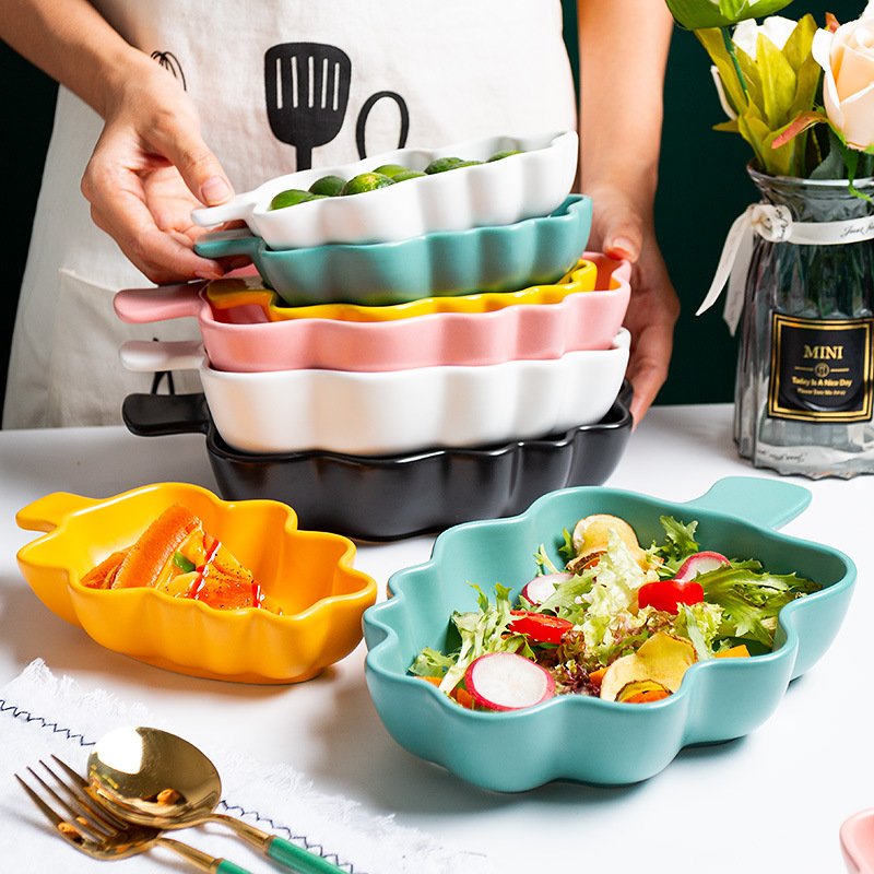 2021新款北欧家用陶瓷烘焙碗沙拉碗水果甜品碗早餐碗外贸ebay