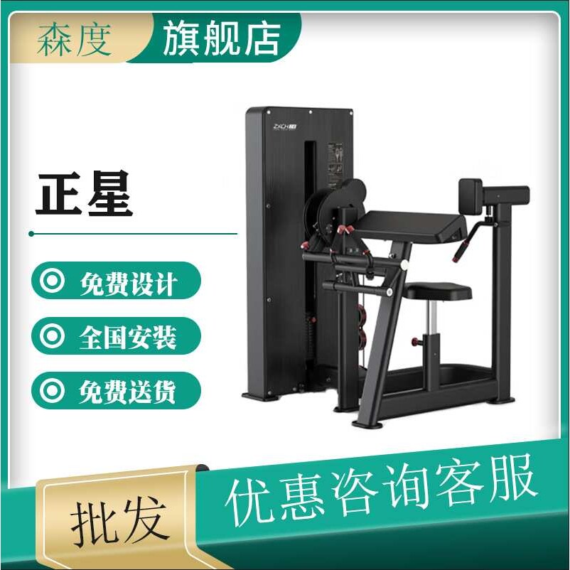正星坐式训练器力量训练器肱二头肌肱三头肌器械J7704 高级黑