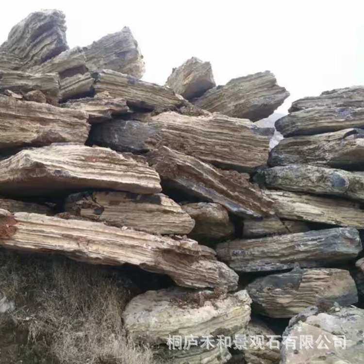 千层石假山园林绿化造景石黄灰色假山石大型景观工程龟纹石天然石