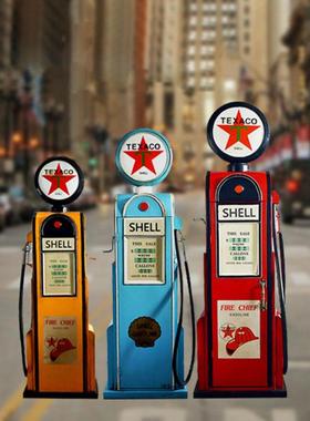 欧式复古加油机模型摆件摄影道具家居软装饰大型铁艺展馆陈列摆设