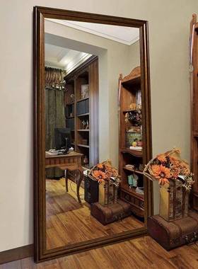 美式复古全身落地镜家用卧室壁挂挂墙服装店大试衣镜网红穿衣镜子