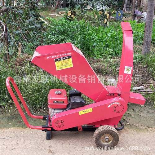 果园林场汽油碎枝机10cm粗树枝竹子粉碎机自动进料树枝粉碎机