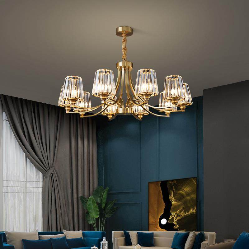 吊灯轻奢简约大气全铜水晶客厅灯网红创意餐厅卧室主卧书房灯具