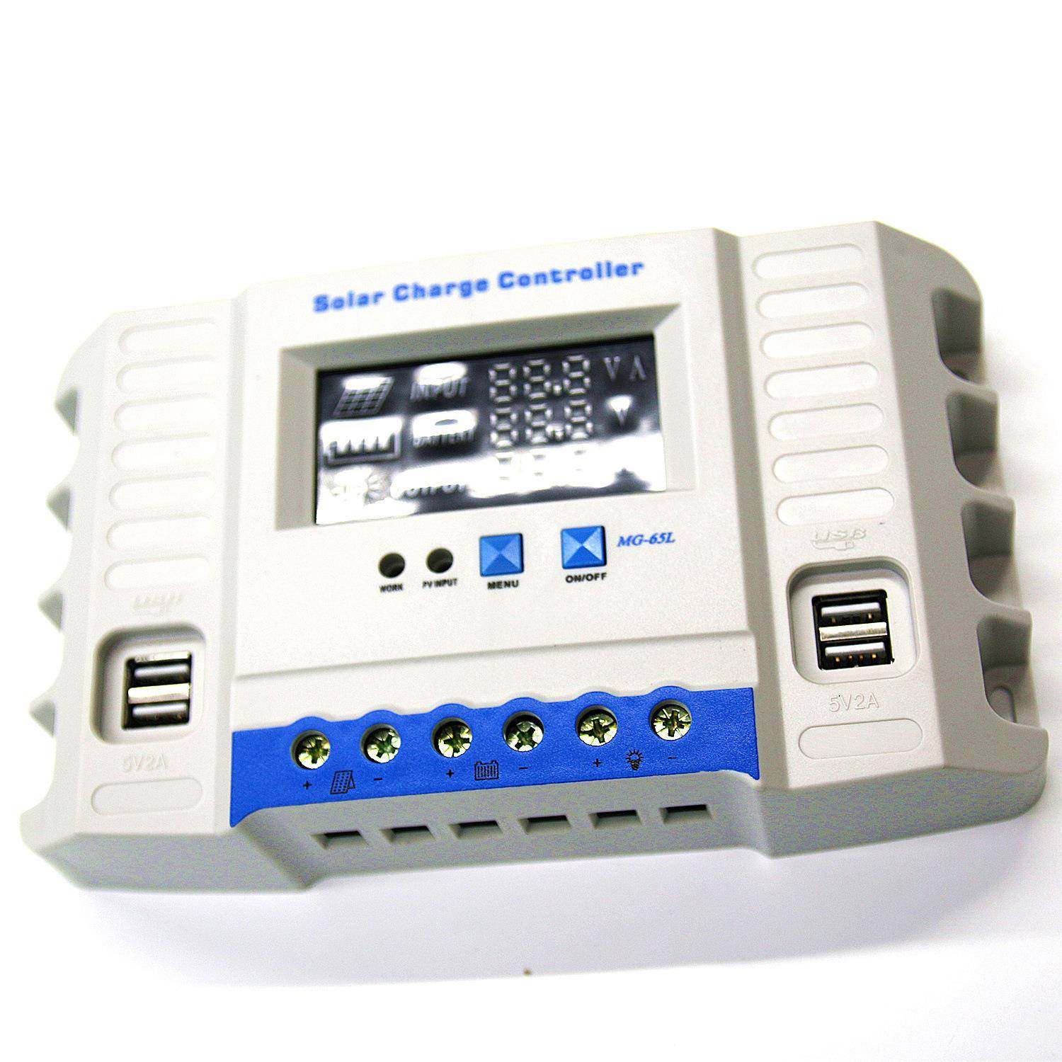 直销10A~60APWM太阳能控制器12/24V自动识别4USB显示屏LCD