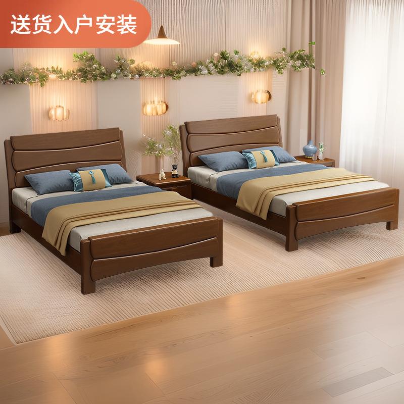 实木床1.35米1.2单人床纯实木儿童高箱储物现代卧室双人床1.8/1.5