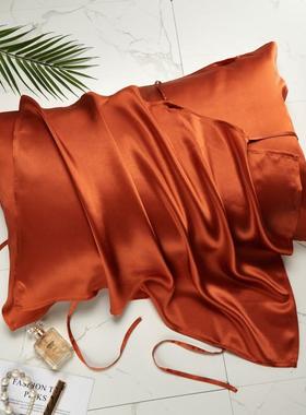 夏季天丝枕套单只灰色桑蚕丝枕巾套冰丝枕芯套真丝枕头一对装凉感