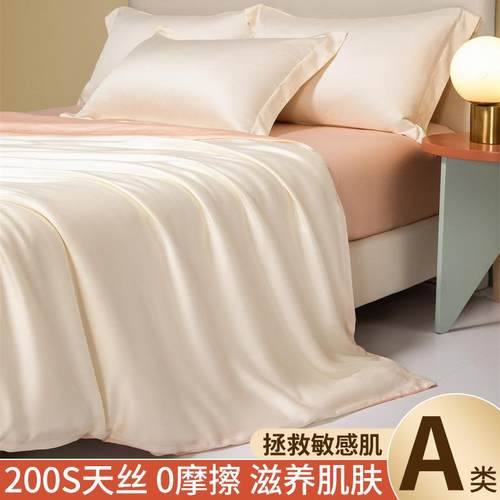 200支莱赛尔兰精天丝夏季冰丝床单四件套床上真丝滑裸睡套床笠款