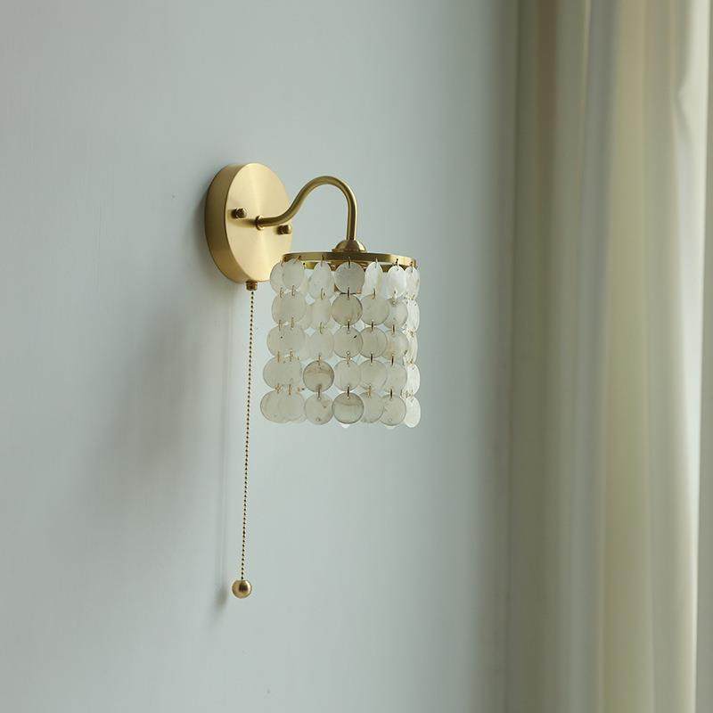 日式贝壳壁灯卧室床头灯复古文艺民宿创意个性网红全铜带开关拉线,金属材料及制品,金属加工件/五金加工件,淘宝优惠券,粉丝福利购,淘宝优惠卷