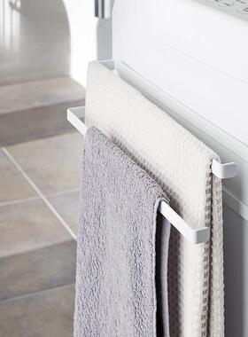 厨房浴室免打孔毛巾架磁吸侧挂冰箱洗衣机置物架双杆卫生间收纳