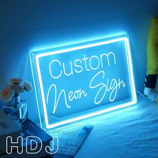 饰灯跨境 sign发光字雕刻亚克力板装 led霓虹灯招牌custom neon