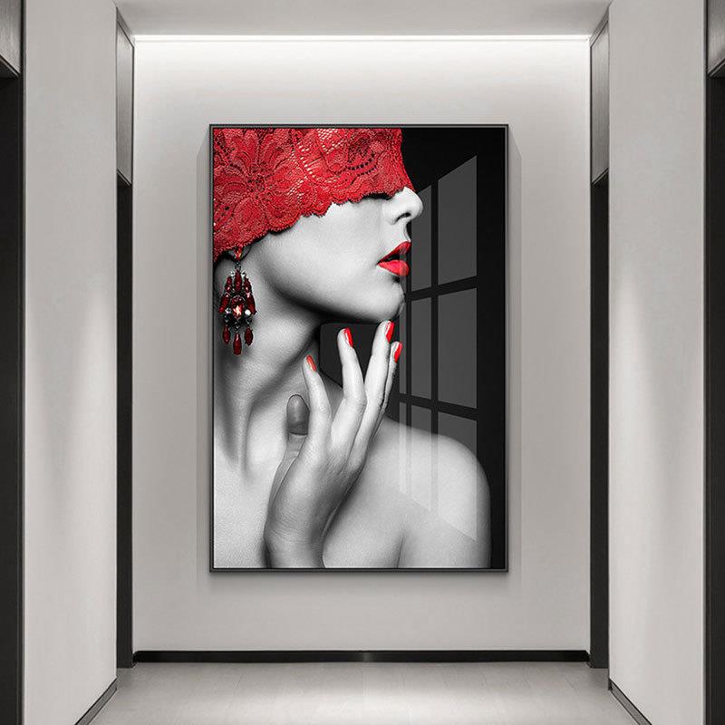 后现代轻奢玄关装饰画个性大气软装艺术壁画魅惑人物卧室餐厅挂画