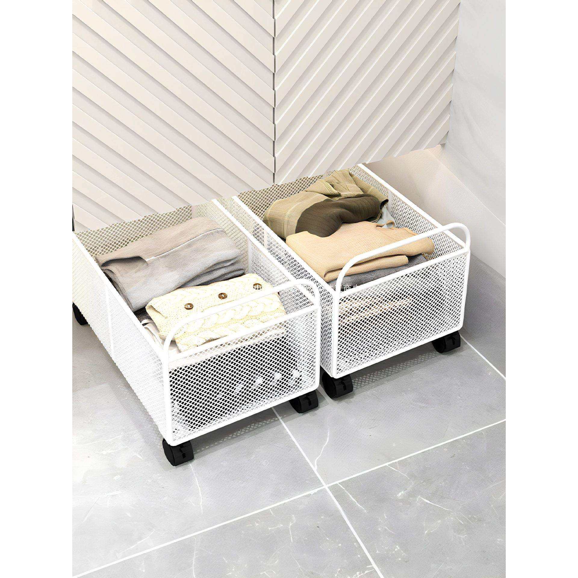 可移动脏衣篮洗漱台袜子收纳筐带轮小推车浴室柜下置物架洗衣篮子