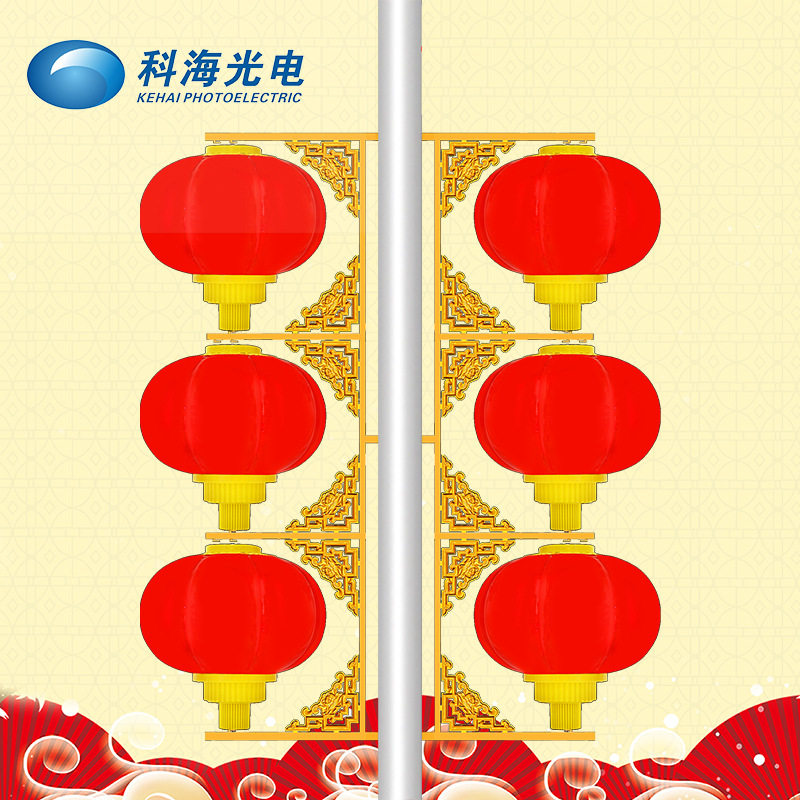 厂家批发中国结路灯户外路灯挂件红灯笼路灯装饰挂件中国结景观灯