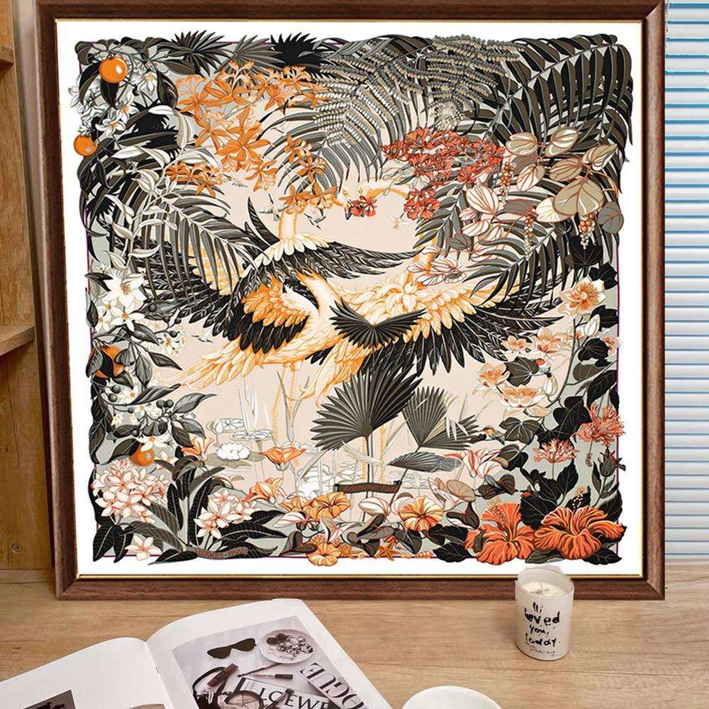 东瀛浮世绘新中式创意壁画客厅装饰画沙发美好寓意小众方形艺术挂