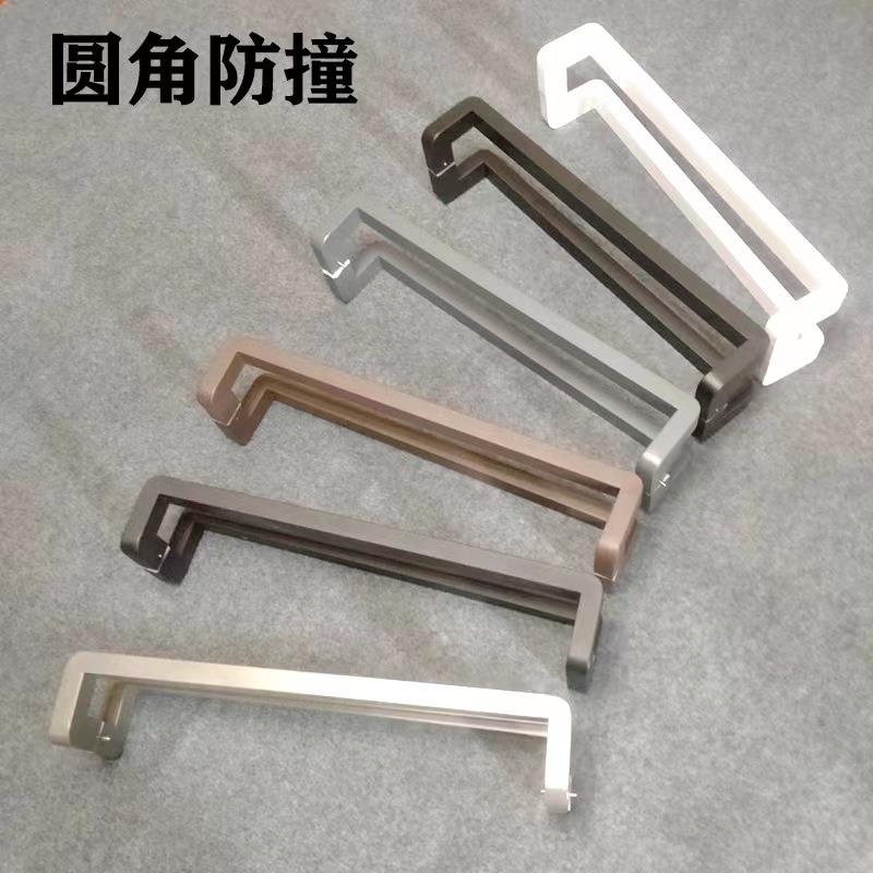 现代简约圆角玻璃门拉手转角黑色防静电电镀不锈钢有框门大门拉手