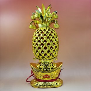 招财树摆件闪光旋转菠萝摇钱树带灯发财树年货开业礼品节庆摆礼品
