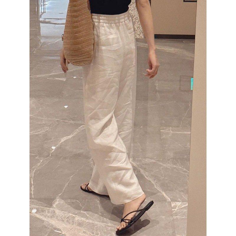 白色薄款天丝亚麻阔腿裤女2025夏季新款棉麻高腰垂感直筒休闲裤子,女装/女士精品,大码裤装,淘宝优惠券,粉丝福利购,淘宝优惠卷