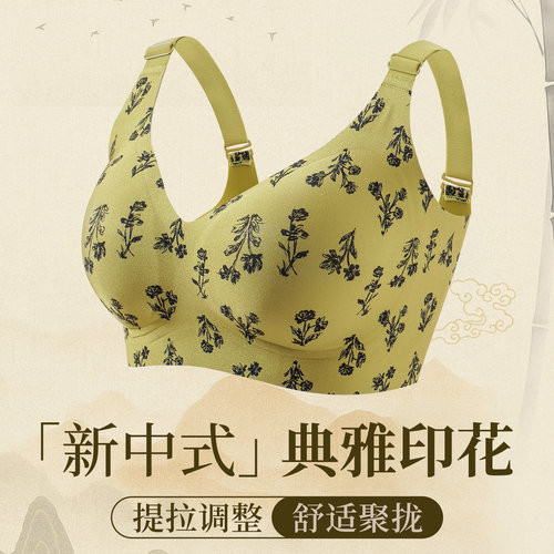 新中式国风胸大显小内衣女收副乳