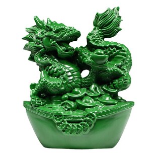 绿色木龙摆件生肖木头龙工艺品y家居实木质雕刻桌面装饰品客厅摆