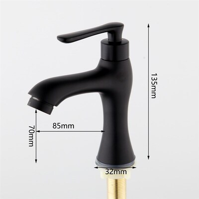 Matte Black Basin Bathroom Faucets Single Lever TOnly Cold F