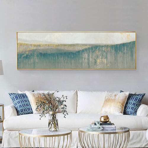 1-762卧室床头挂画轻奢时尚金色抽象装饰M画沙发背景墙横幅墙壁画