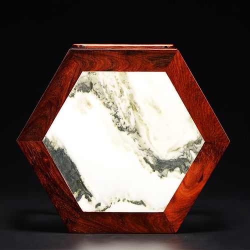 老挝大红酸枝嵌云石面板花架底座家居客厅L摆件花瓶木架红木花盆