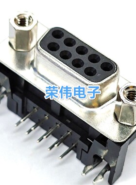 富士康DT11121-H4R3-4tF卧式DB9P母头黑色带螺丝D-SUB DR-9弯母座