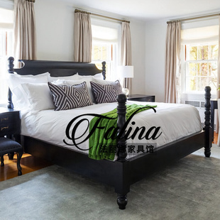 美式 轻奢公主床 雕刻婚床法式 实木床双人床1.8米主卧现代简约欧式