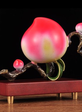 彩铜寿桃摆件家居客厅博古架装饰品送I老人长辈生日贺寿祝寿礼物