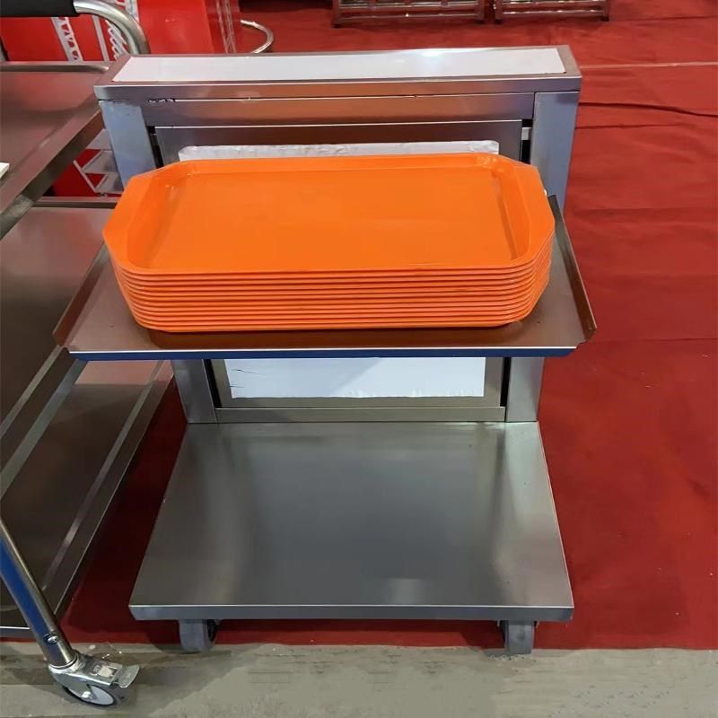 加厚不锈钢快餐盘托盘置放存放车食堂饭店K餐厅自动升降架子车商