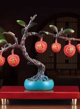 彩铜荔枝摆件新h中式大吉大利创意招财摆设家居客厅电视柜装饰品