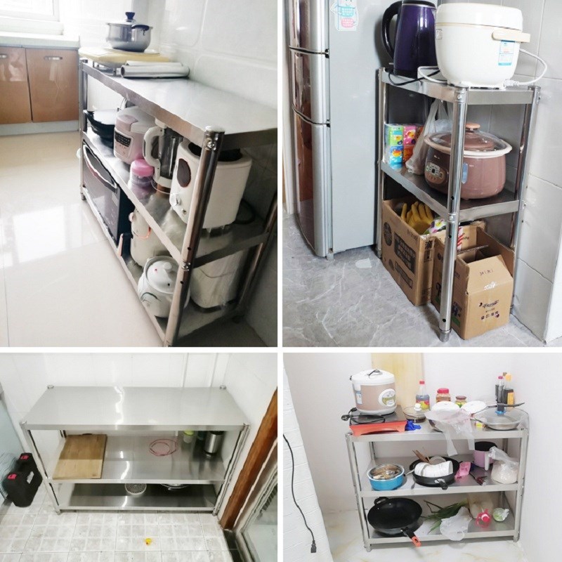 新款不锈钢架子置物架p三层小货架落地多层家用厨房商用简易铁架