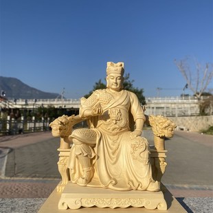桧木精雕华光大帝j摆件实木雕刻马王爷居家客厅佛堂装饰工艺品大