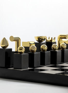 北欧家具装饰客厅桌面木质国际象C棋棋盘摆件样板间装饰欧式棋盘