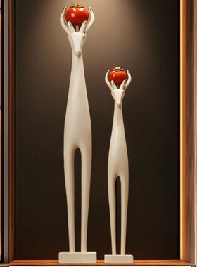 艺术鹿大摆件入户玄关p旺宅家x居装饰客厅电视柜瘦细长竖高级工艺