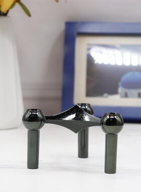 新中式创意三角烛台装饰摆件软装欧式家居样板间W三角拼接烛台