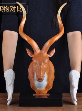 彩铜羚羊头摆件欧式羊p摆设现代轻奢工艺品家居客厅电视柜装饰品