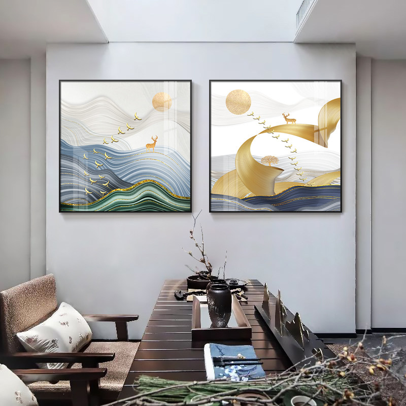 现代简约餐厅装饰l画轻奢饭厅挂画鱼抽象新中式玄关画客厅厨房壁,家居饰品,现代装饰画,淘宝优惠券,粉丝福利购,淘宝优惠卷