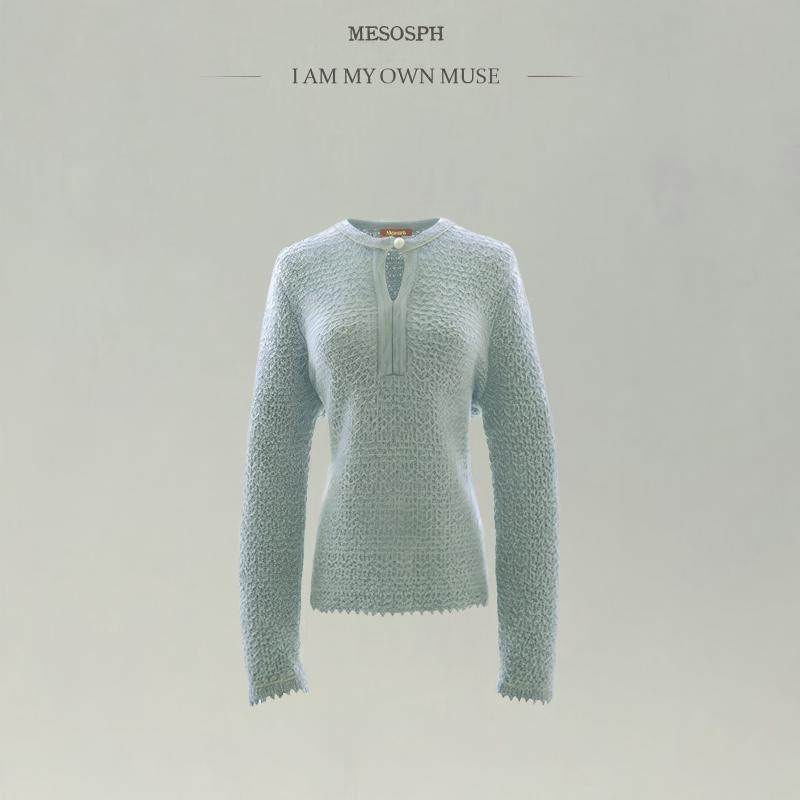 mesosph立体编织提花羊绒毛衣
