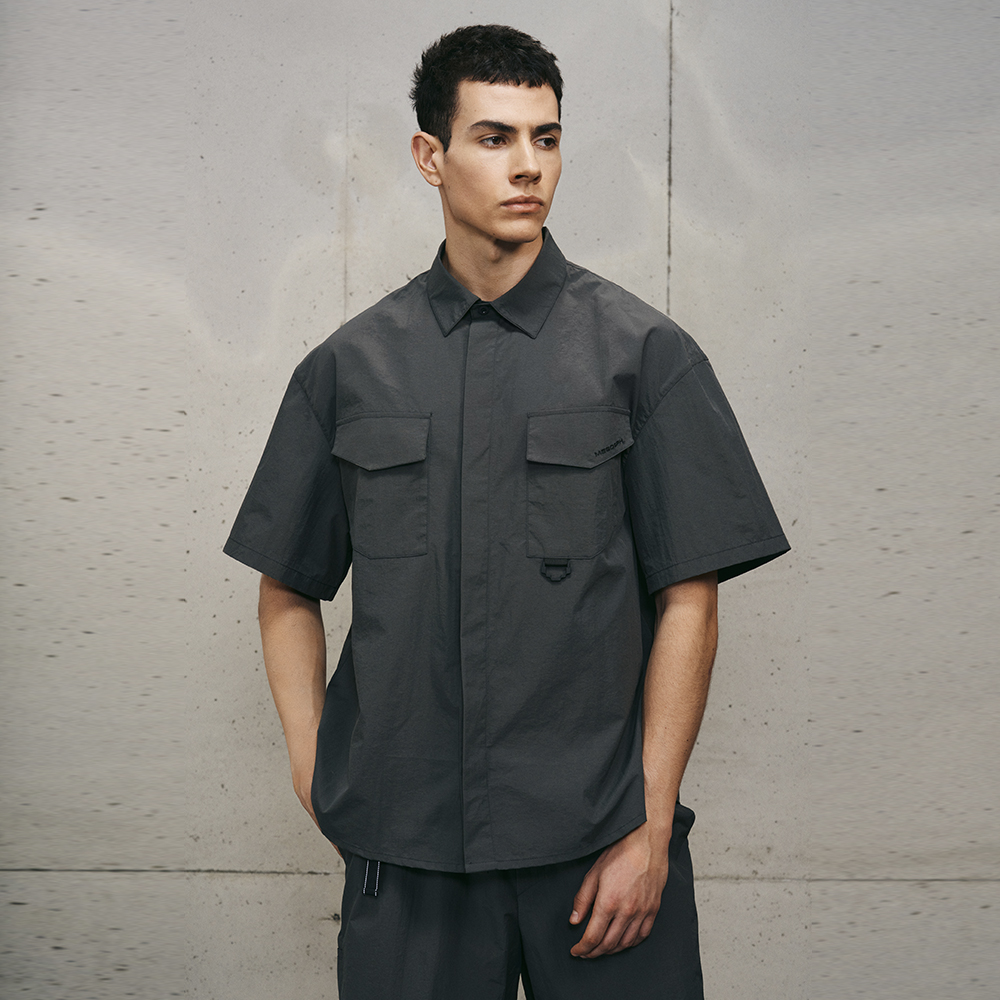 mesosph翻领短袖男士痞帅衬衫