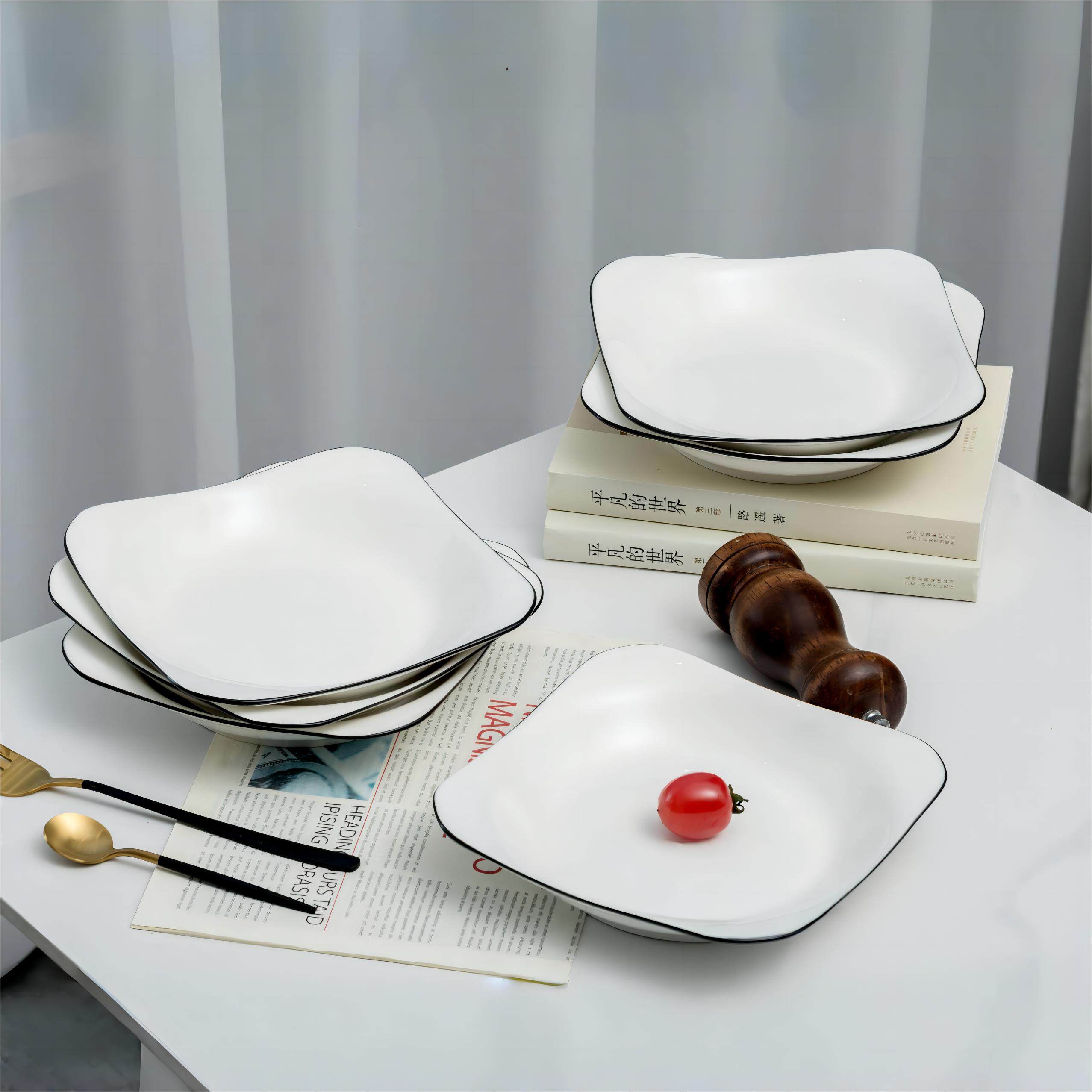 方盘子家用四方形极简凉菜盘子ins高颜值碟子ins风现代如意盘圆盘