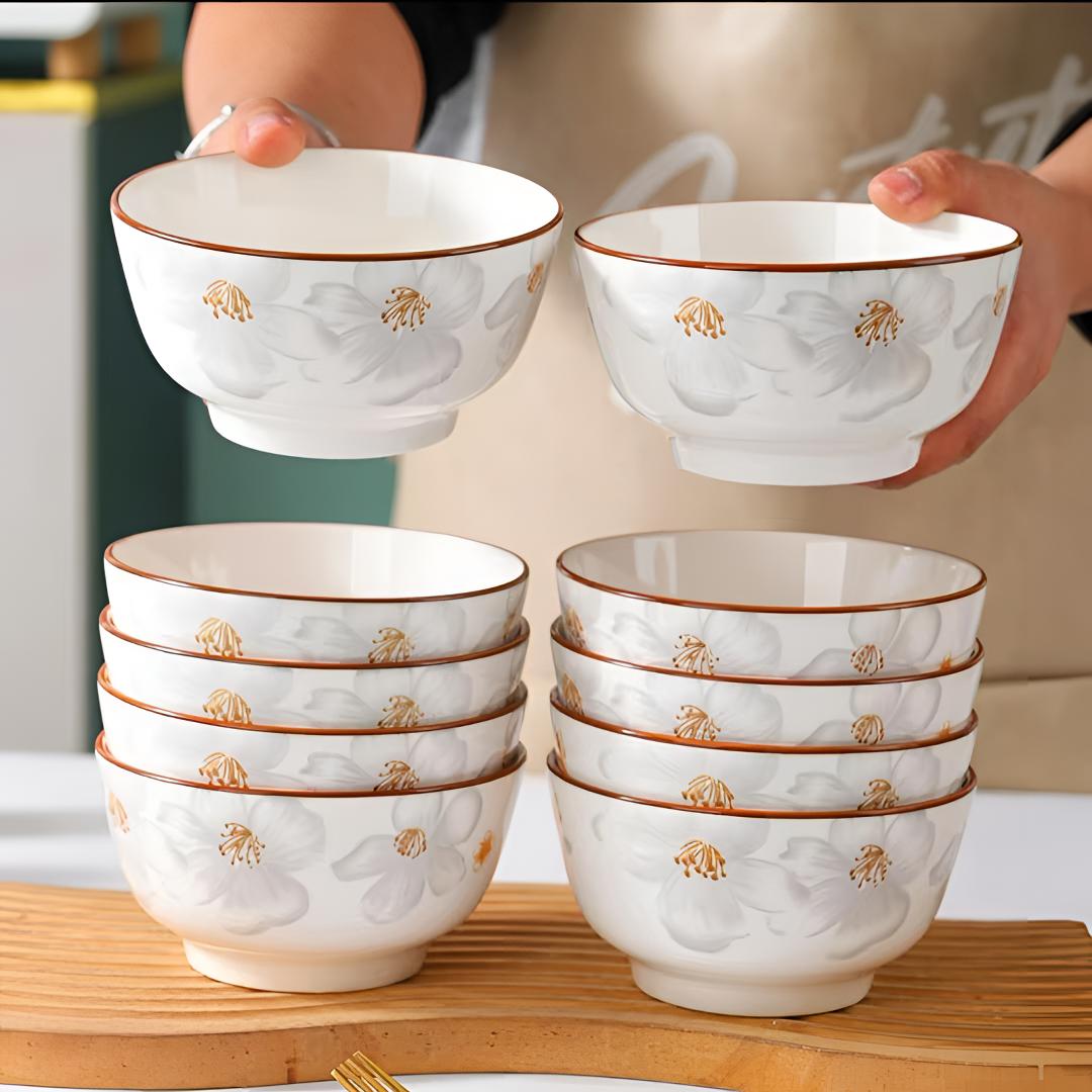 10个装陶瓷碗家用吃饭碗