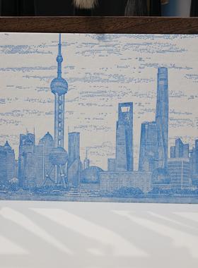 巨本熊 【上海系列】活版手工明信片 静安寺/外滩/撑伞/小猫/小鹿