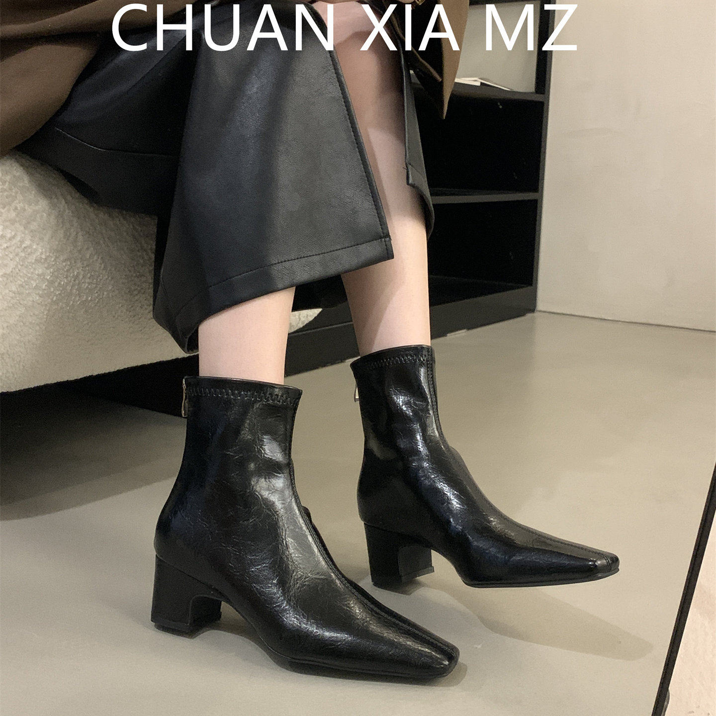羊皮版~时装靴欧美春秋短
